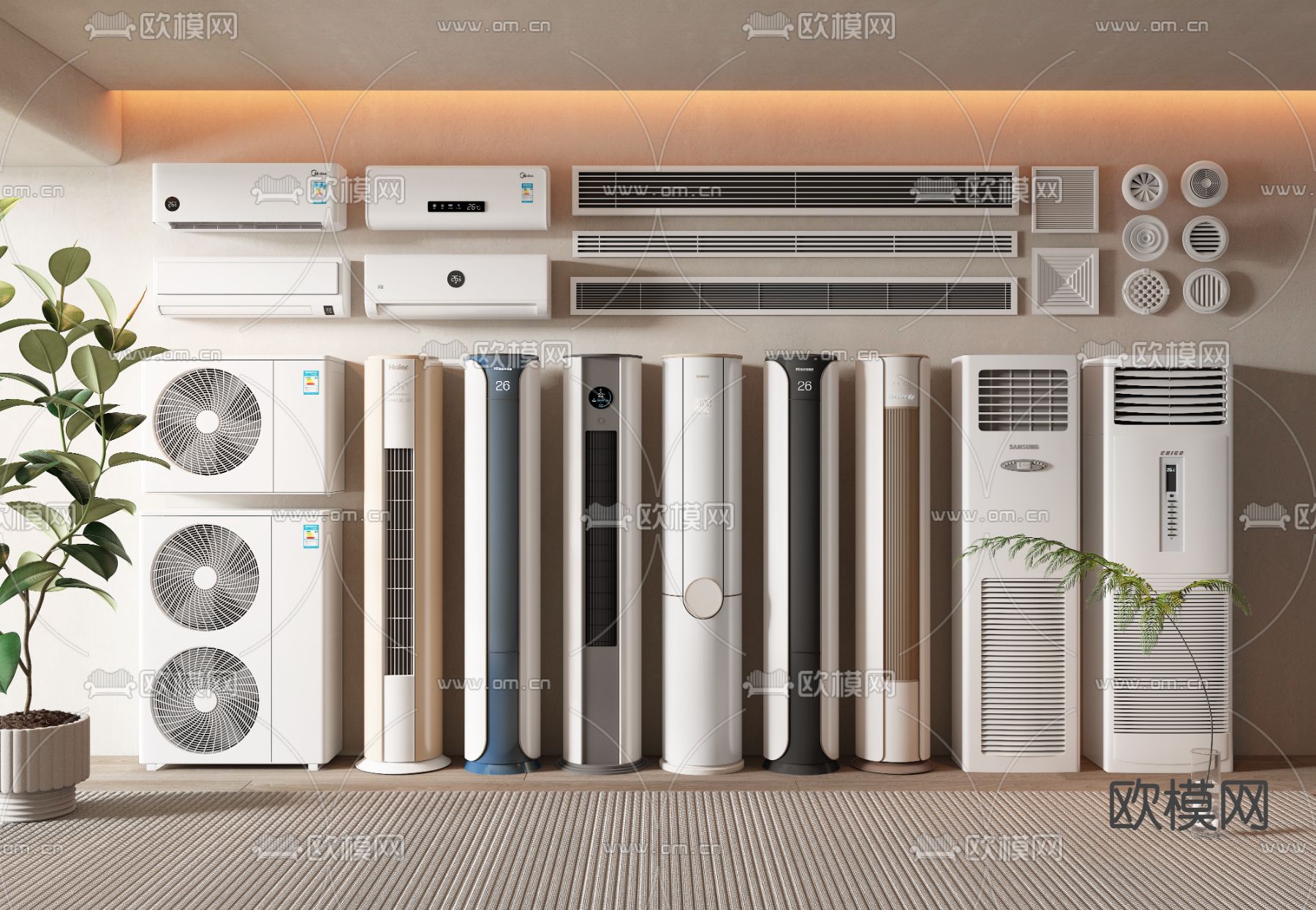 立式空调 中央空调 出风口3d模型下载