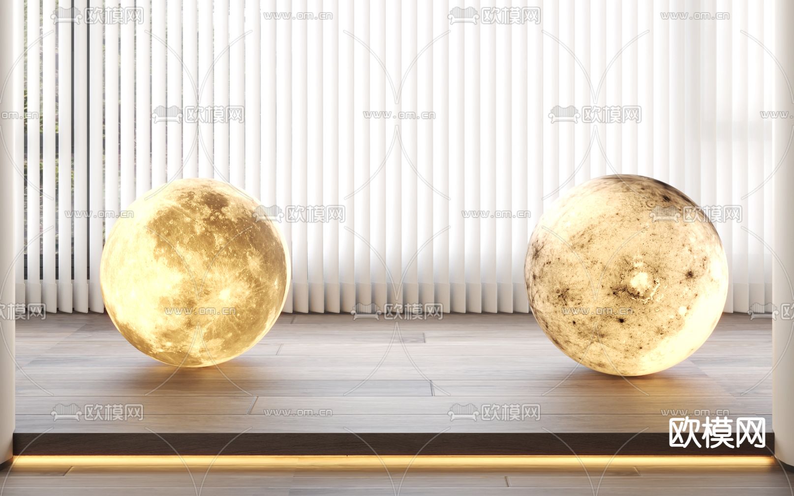 月球灯 梦幻帘 墙角灯3d模型下载（渲染图2）