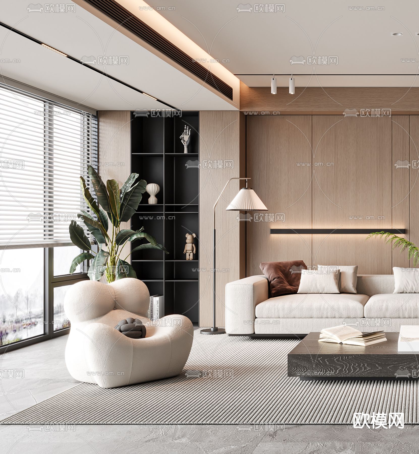 复式客厅3d模型下载（渲染图2）