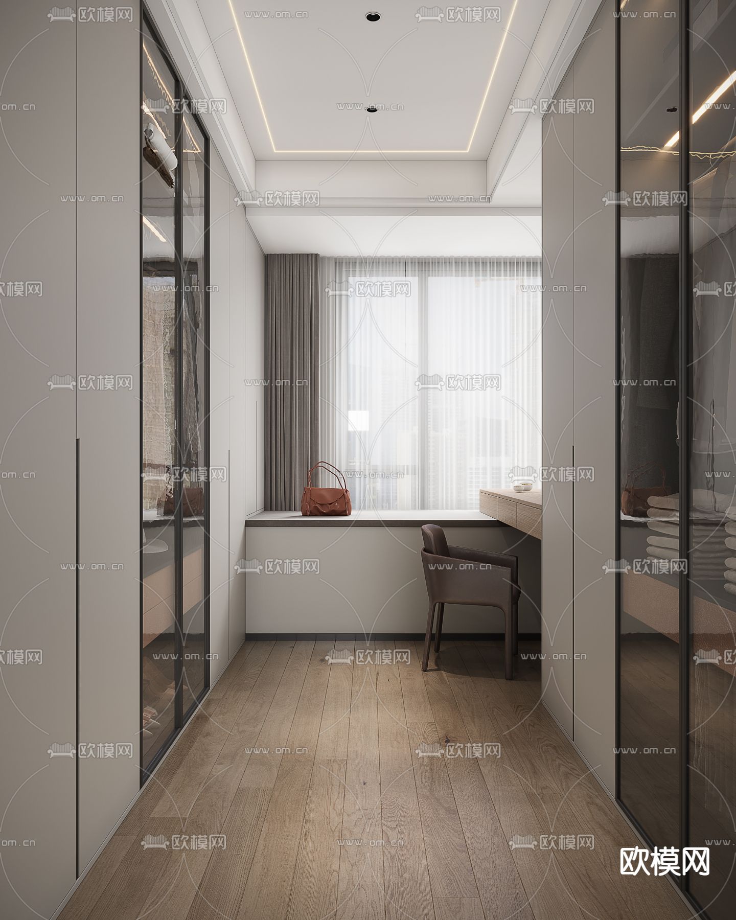 现代卧室 主人房3d模型下载（渲染图2）