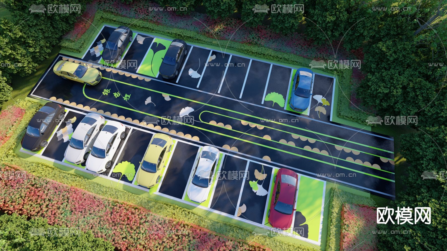 现代生态停车场su模型