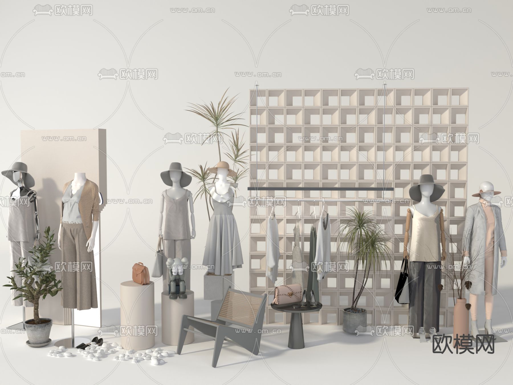 女装店模特 橱窗模特3d模型下载