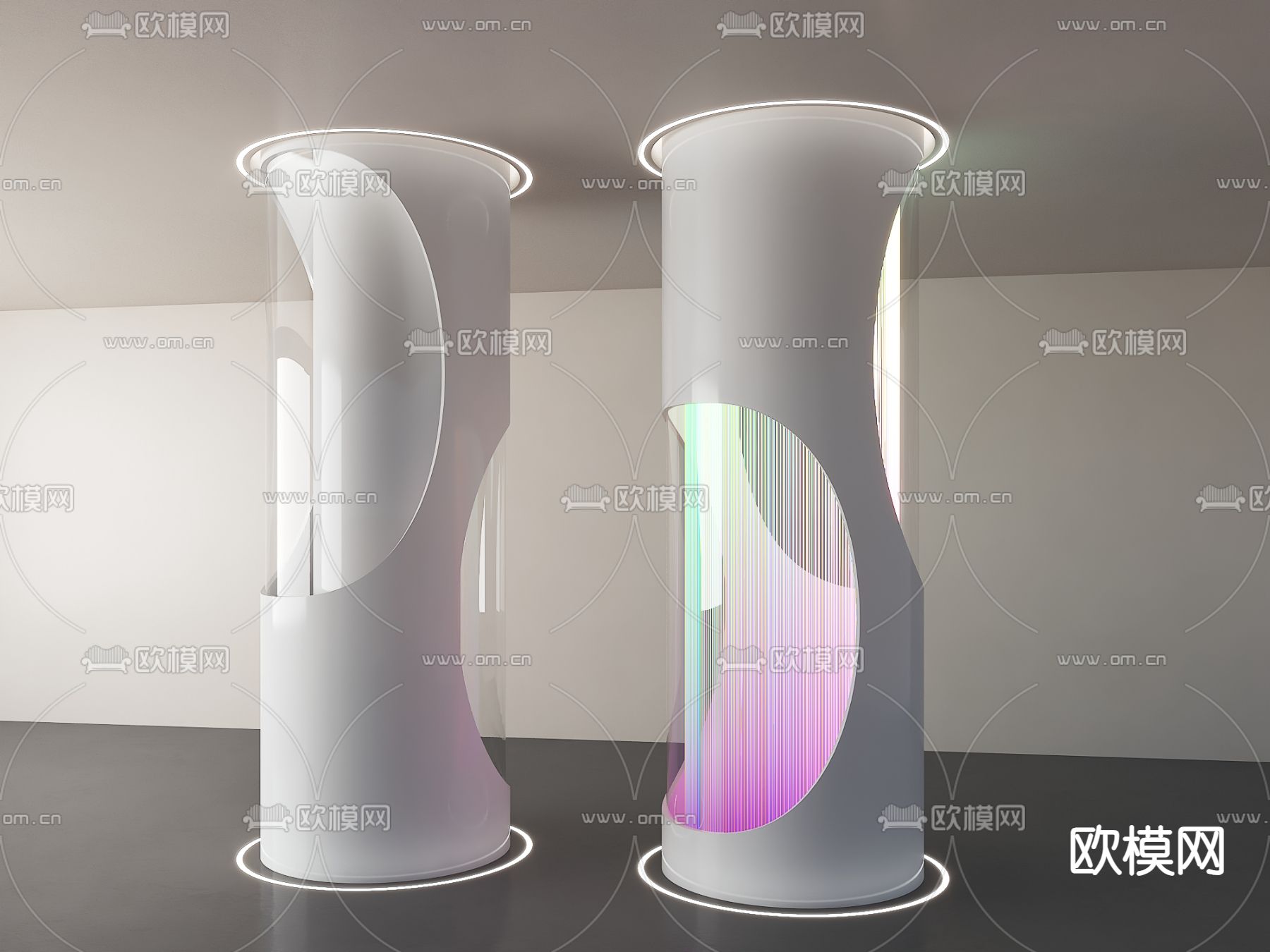 现代造型柱子 圆柱子su模型下载（渲染图1）