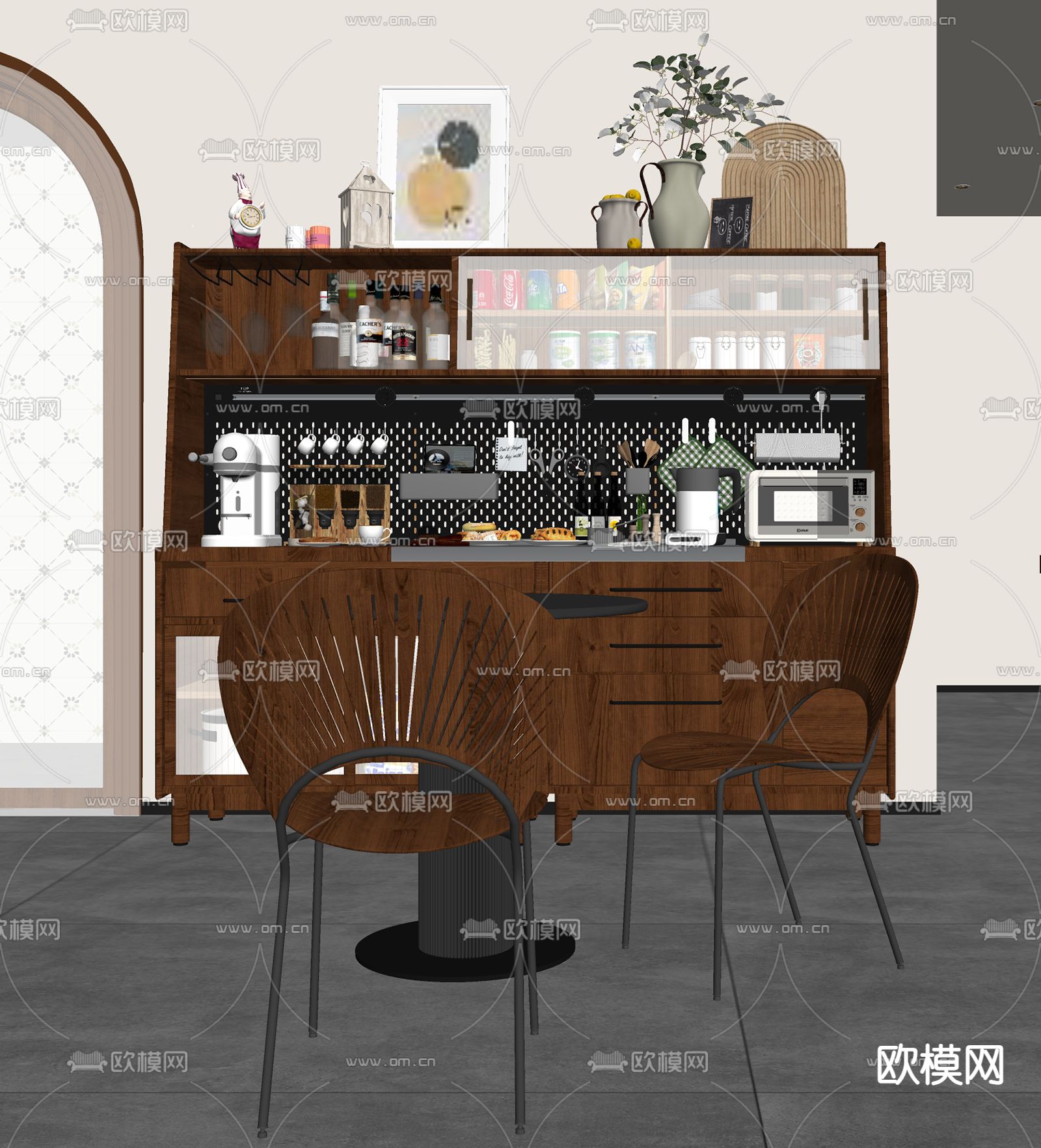 法式餐边柜su模型下载（渲染图2）