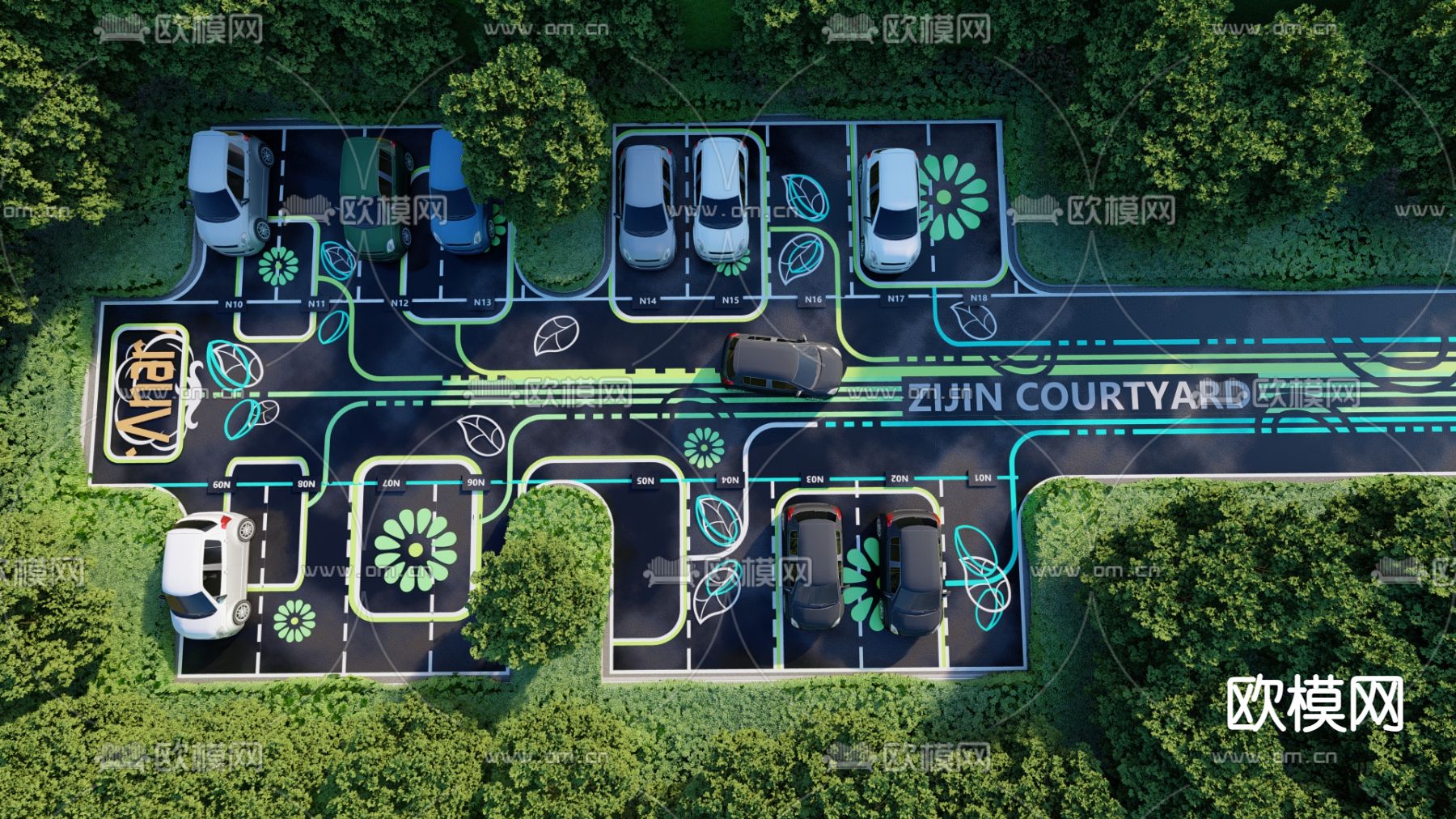 现代生态停车场su模型