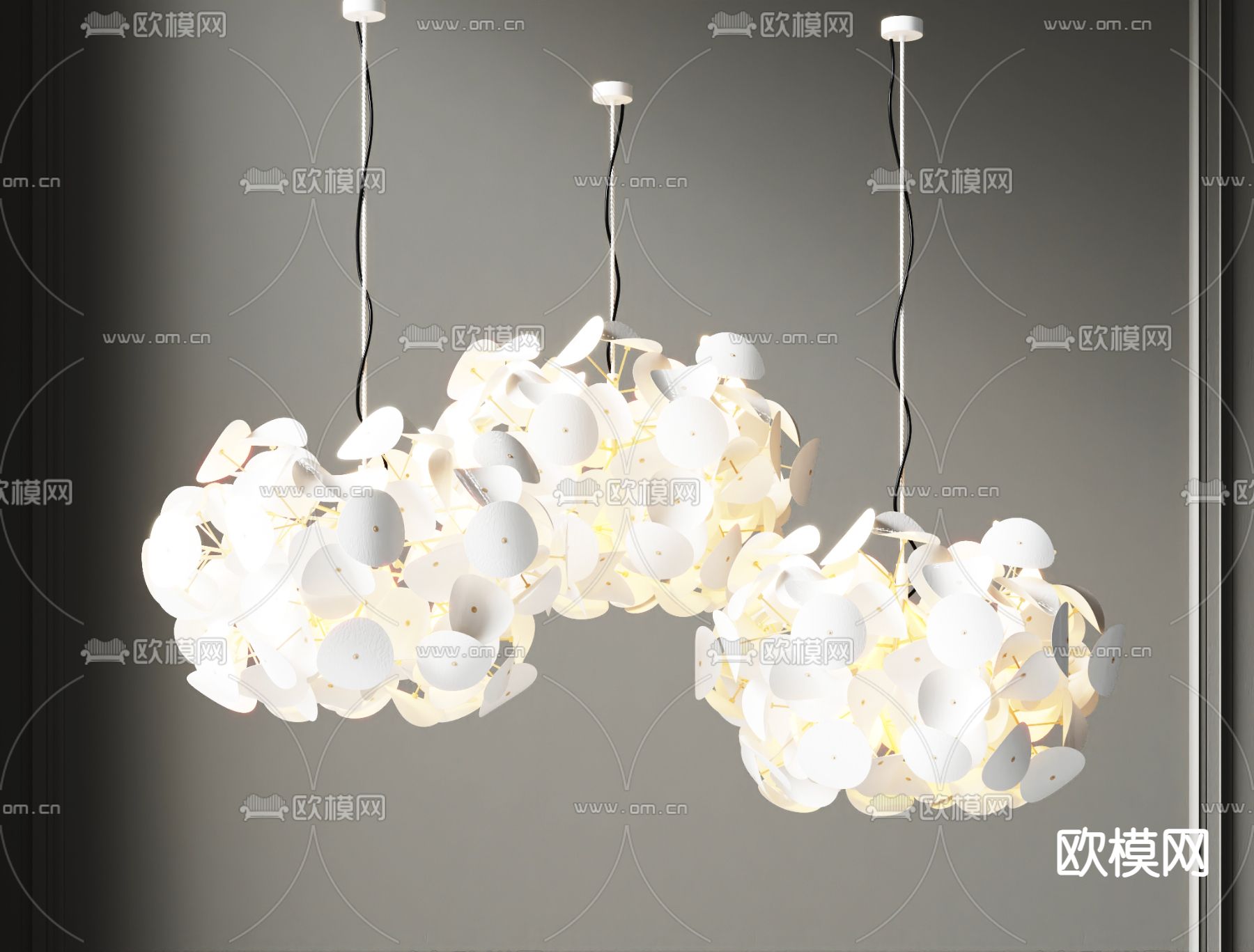 圆片吊灯 餐厅吊灯3d模型下载