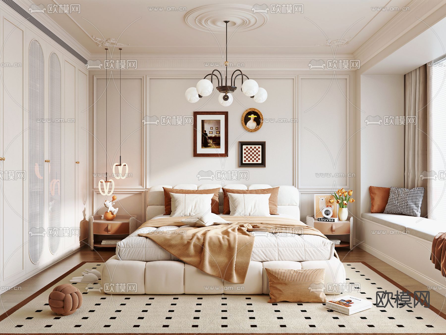 法式卧室 主人房3d模型下载