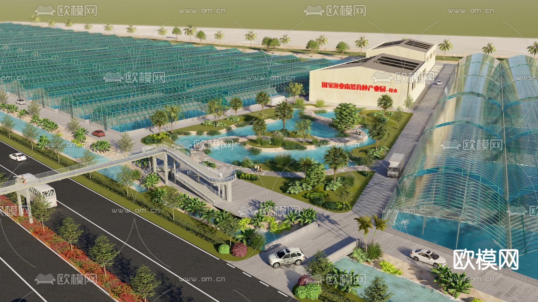生态产业园鸟瞰su模型下载（渲染图3）