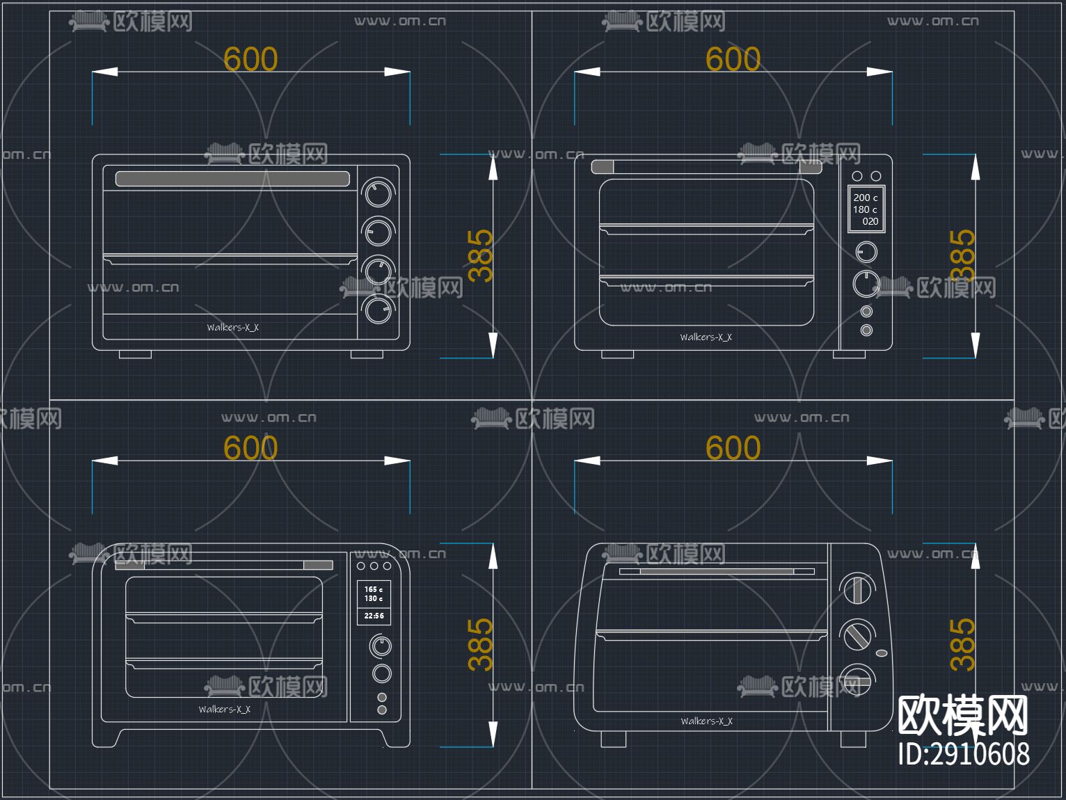 原创 烤箱 cad图库下载（渲染图2）