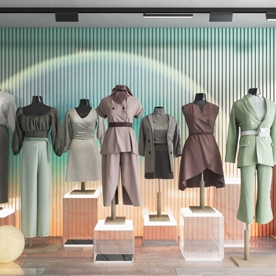  橱窗服饰模特su模型 