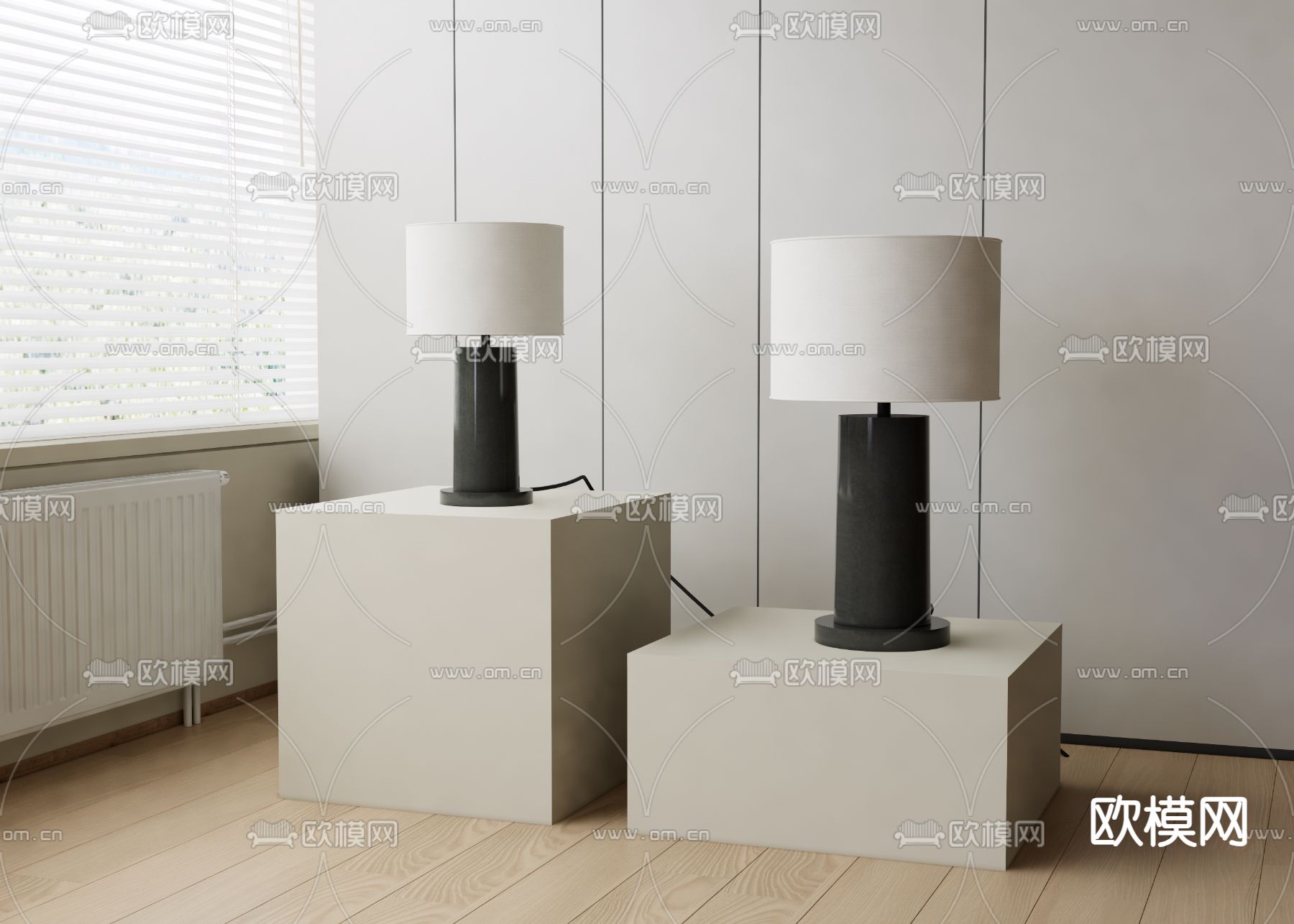 现代简约台灯su模型下载（渲染图1）