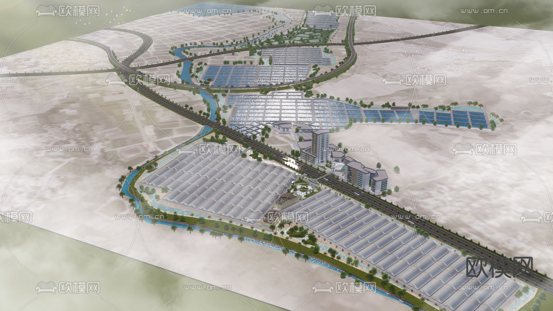生态产业园鸟瞰su模型下载（渲染图4）