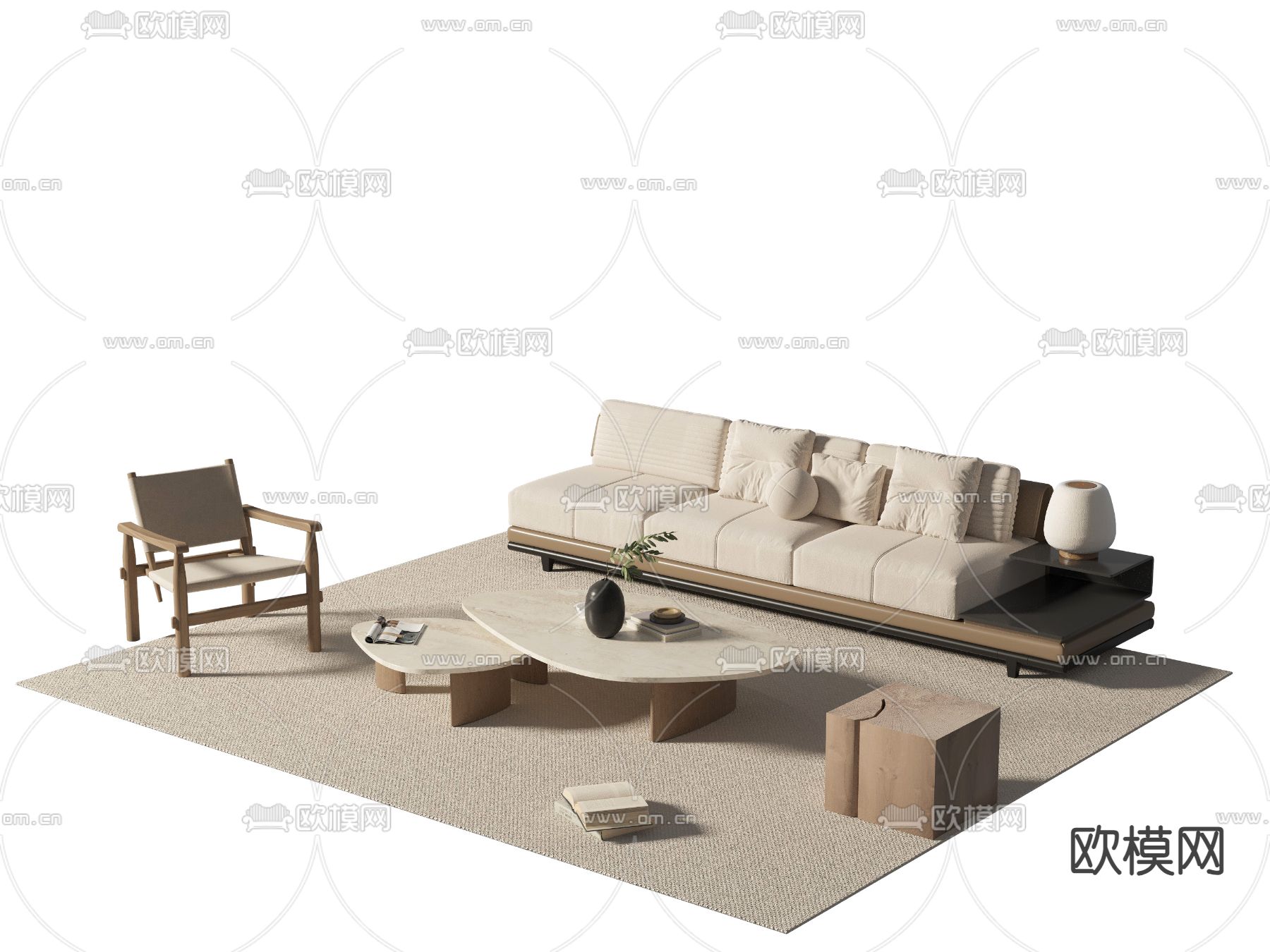 侘寂组合沙发3d模型下载