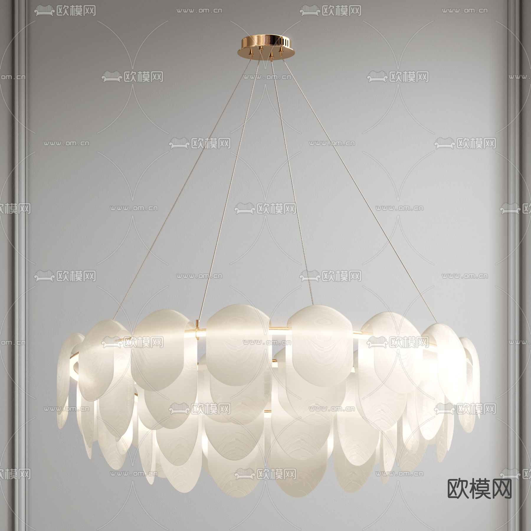 奶油风吊灯 大厅吊灯3d模型下载