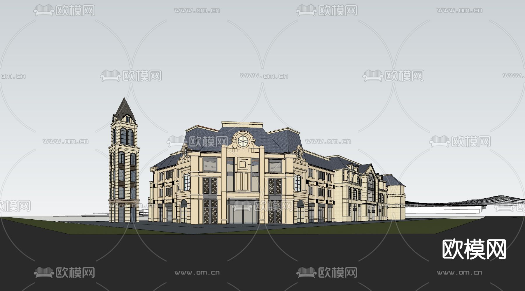 欧式酒庄su模型下载（渲染图2）