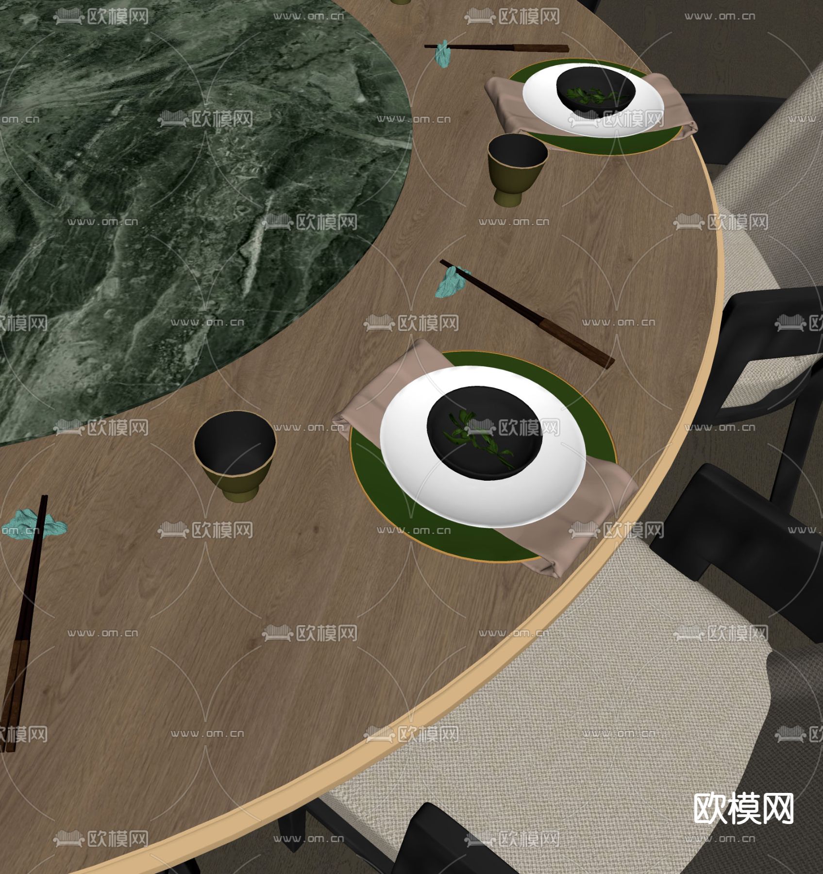 餐具 餐盘su模型下载（渲染图2）