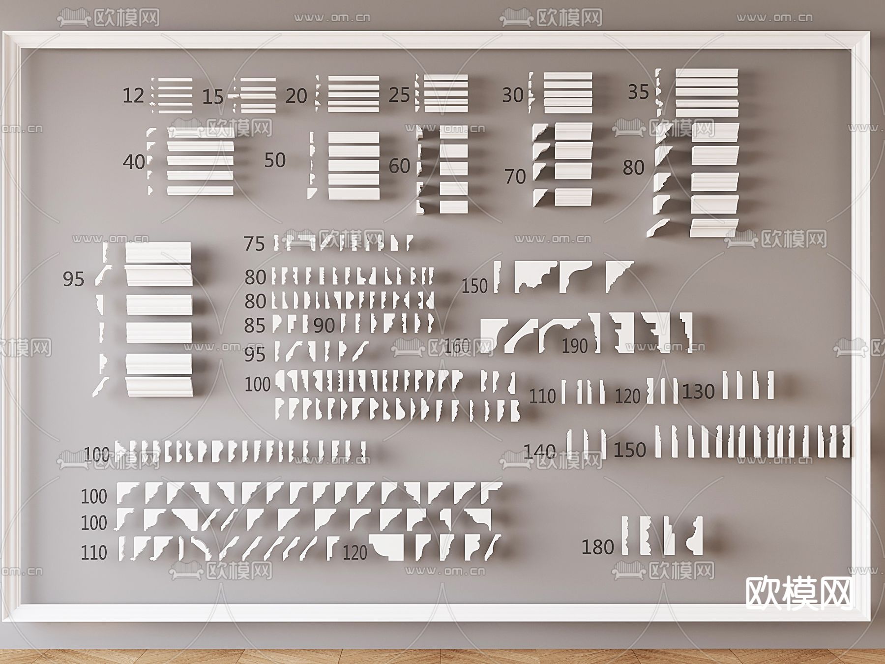 简欧石膏线 角线 顶角线su模型下载（渲染图1）