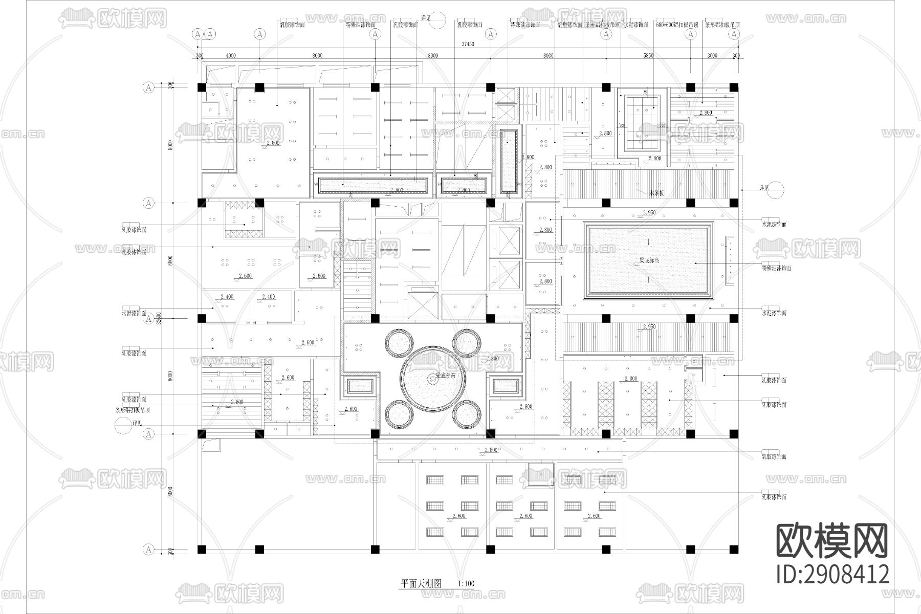 1700㎡汤泉 水疗 洗浴中心CAD施工图下载（渲染图2）