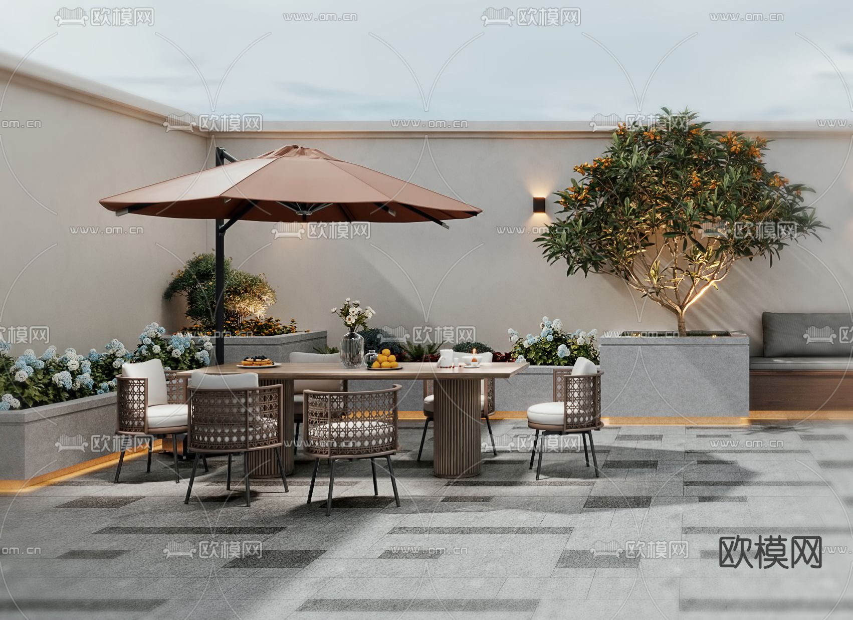 顶楼露台 屋顶花园3d模型下载（渲染图2）