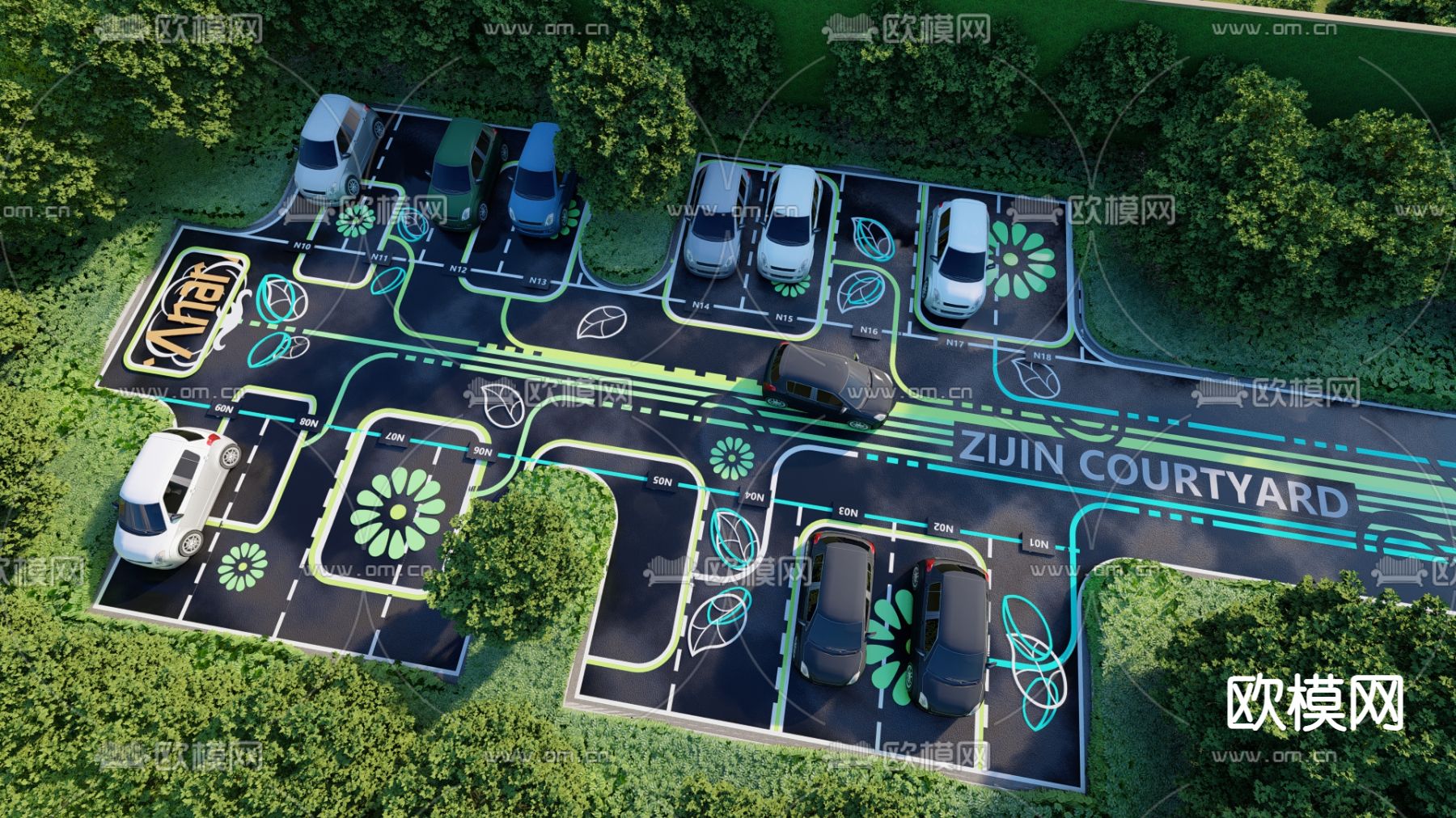 现代生态停车场su模型