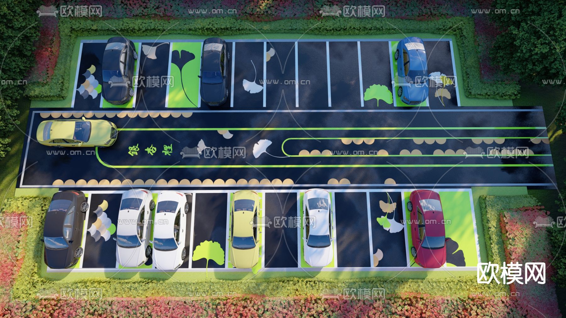 现代生态停车场su模型