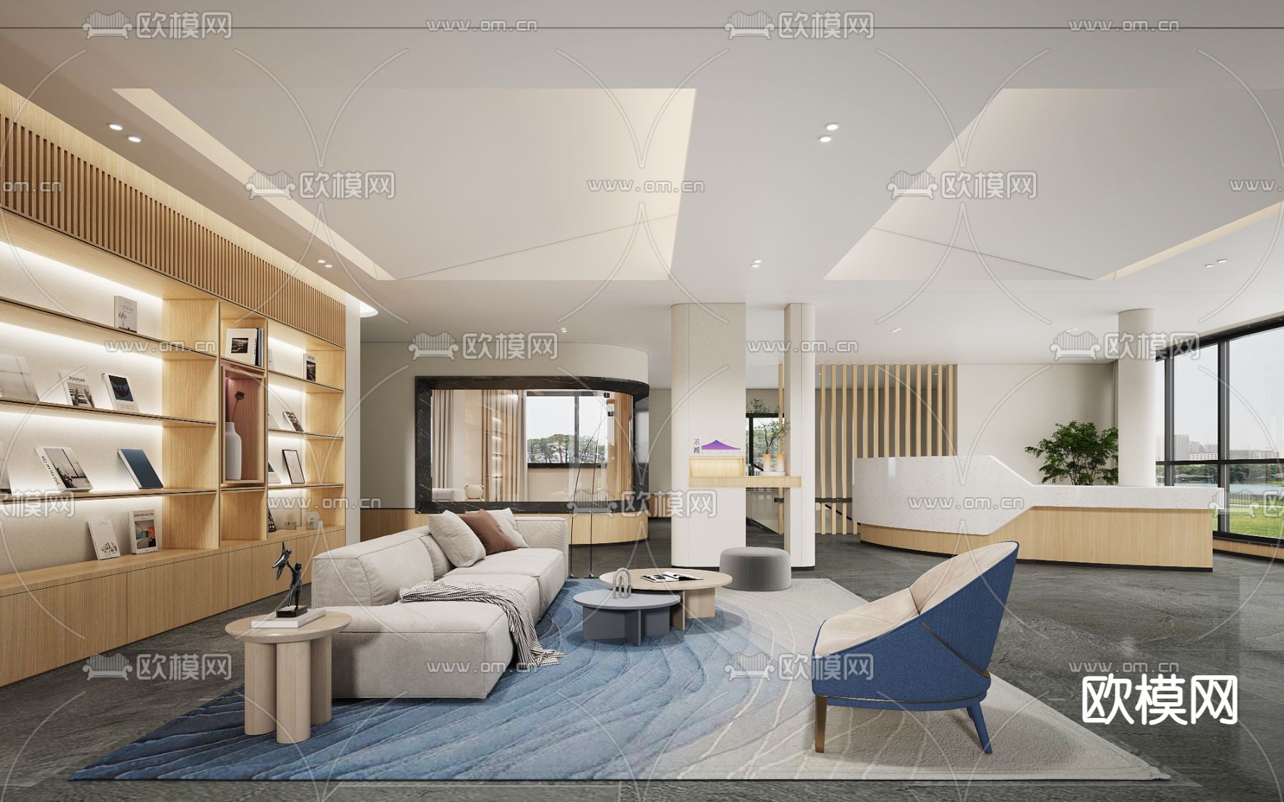 公司前台 接待 休闲大厅3d模型下载