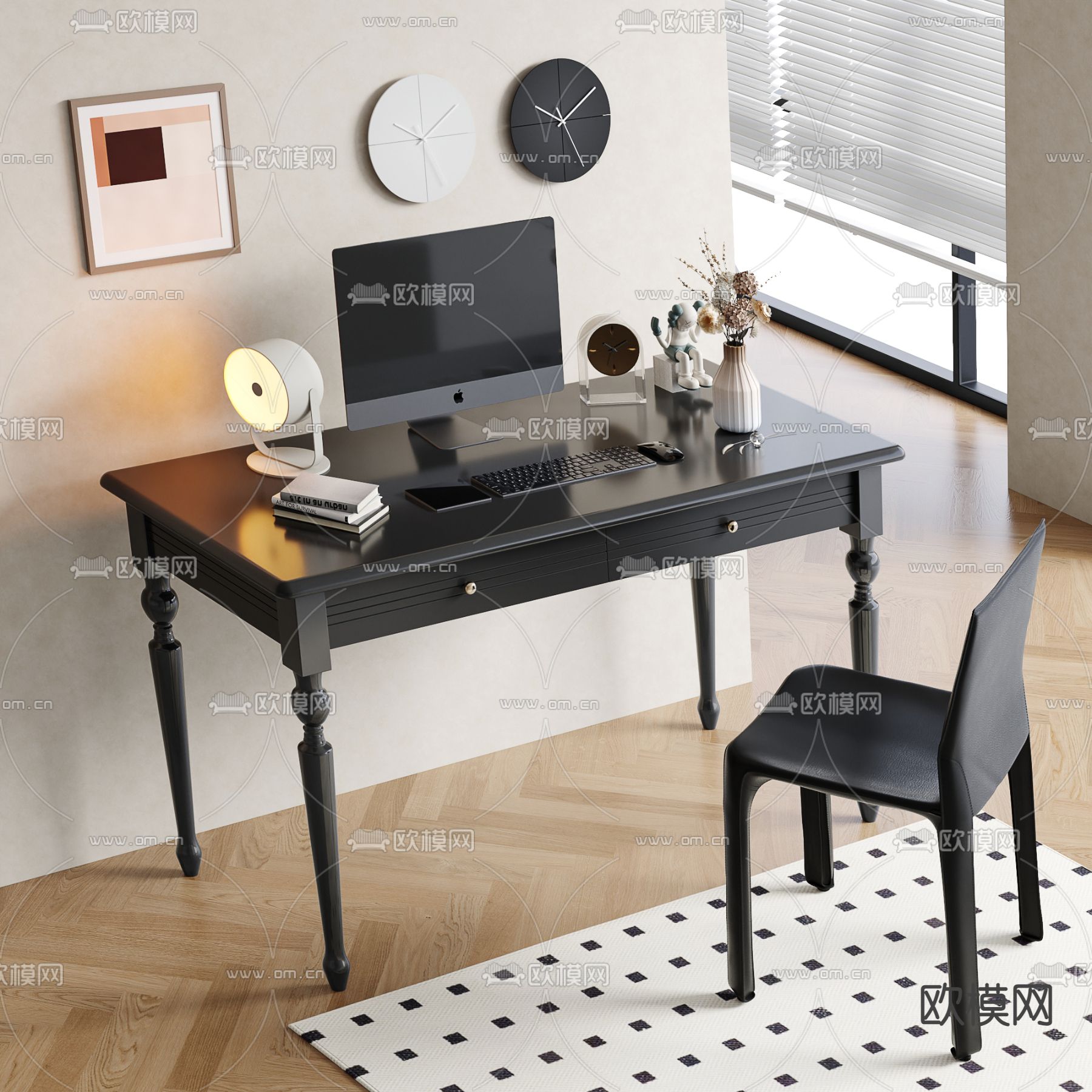 书桌 电脑桌3d模型下载