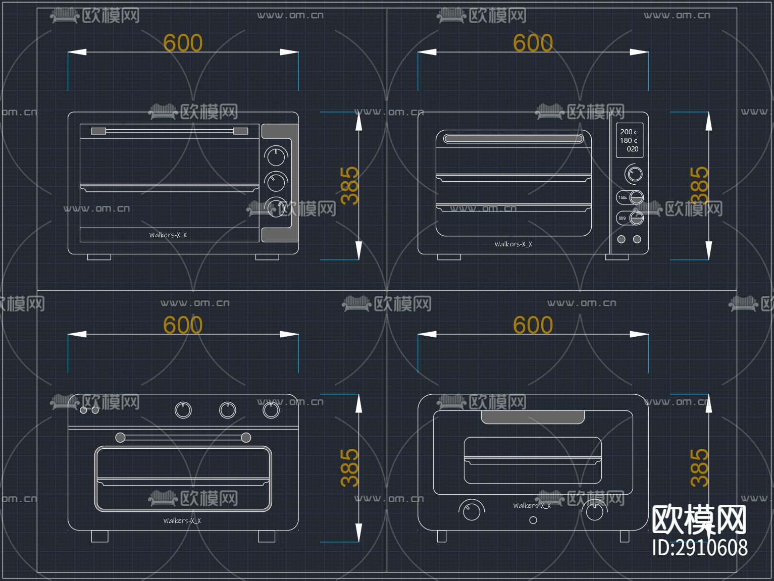 原创 烤箱 cad图库下载（渲染图3）