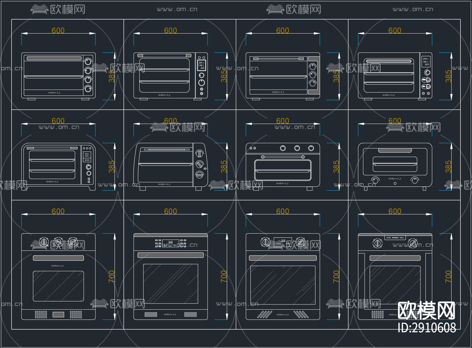 原创 烤箱 cad图库下载（渲染图1）