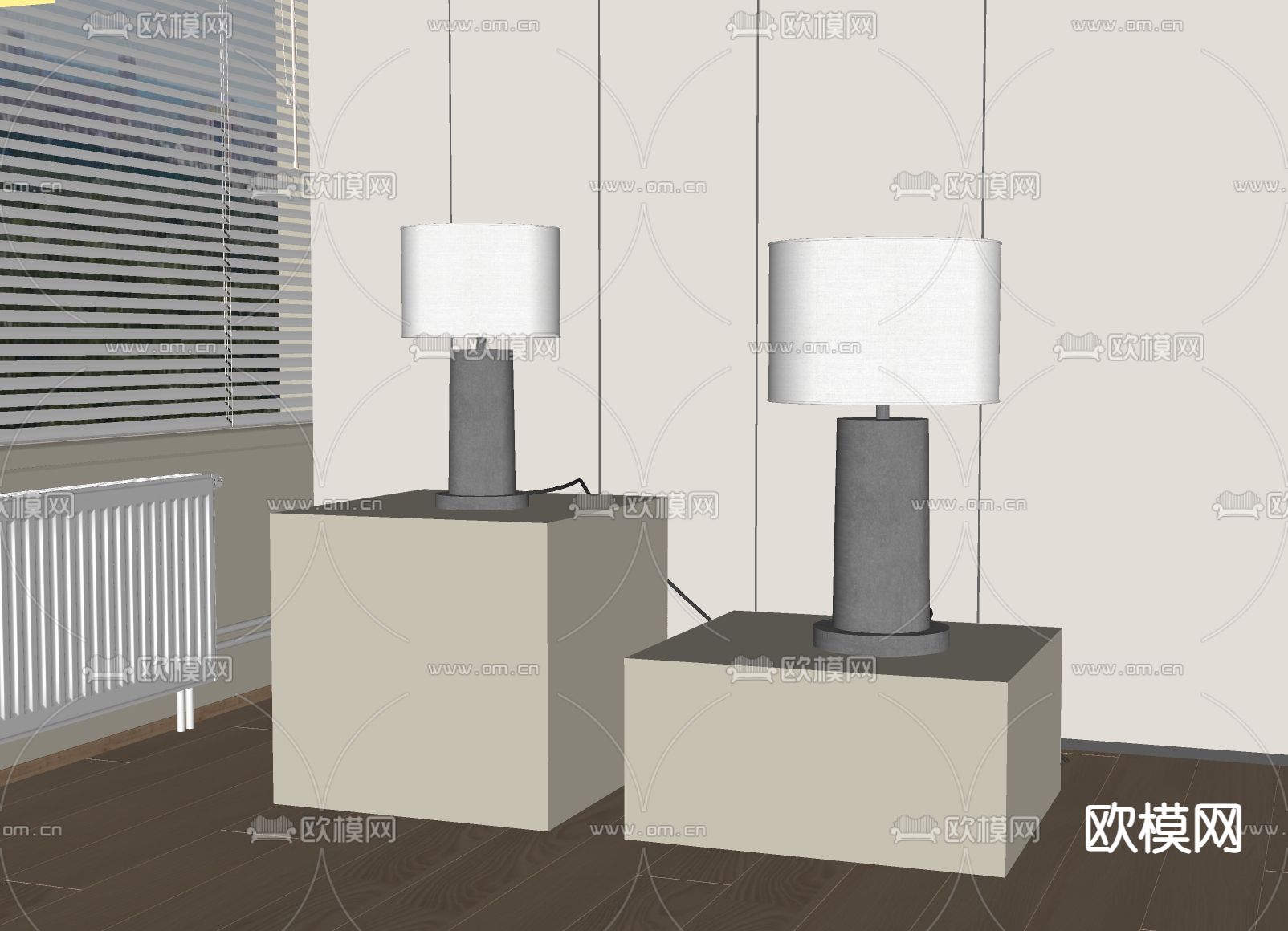 现代简约台灯su模型下载（渲染图2）