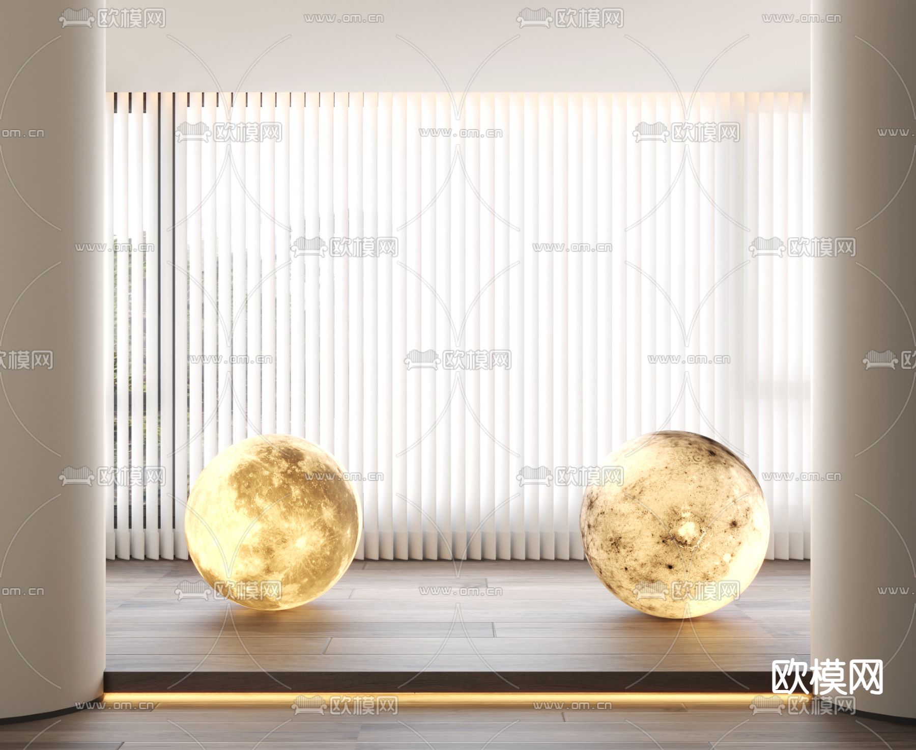 月球灯 梦幻帘 墙角灯3d模型下载（渲染图1）
