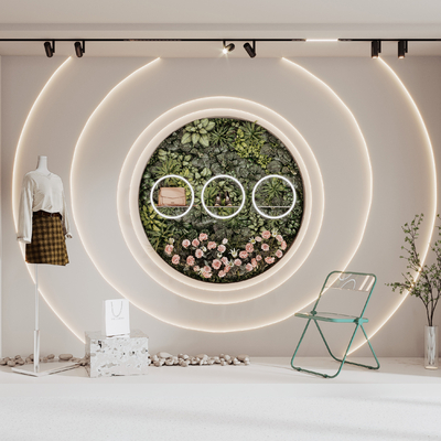  现代服装店橱窗su模型 