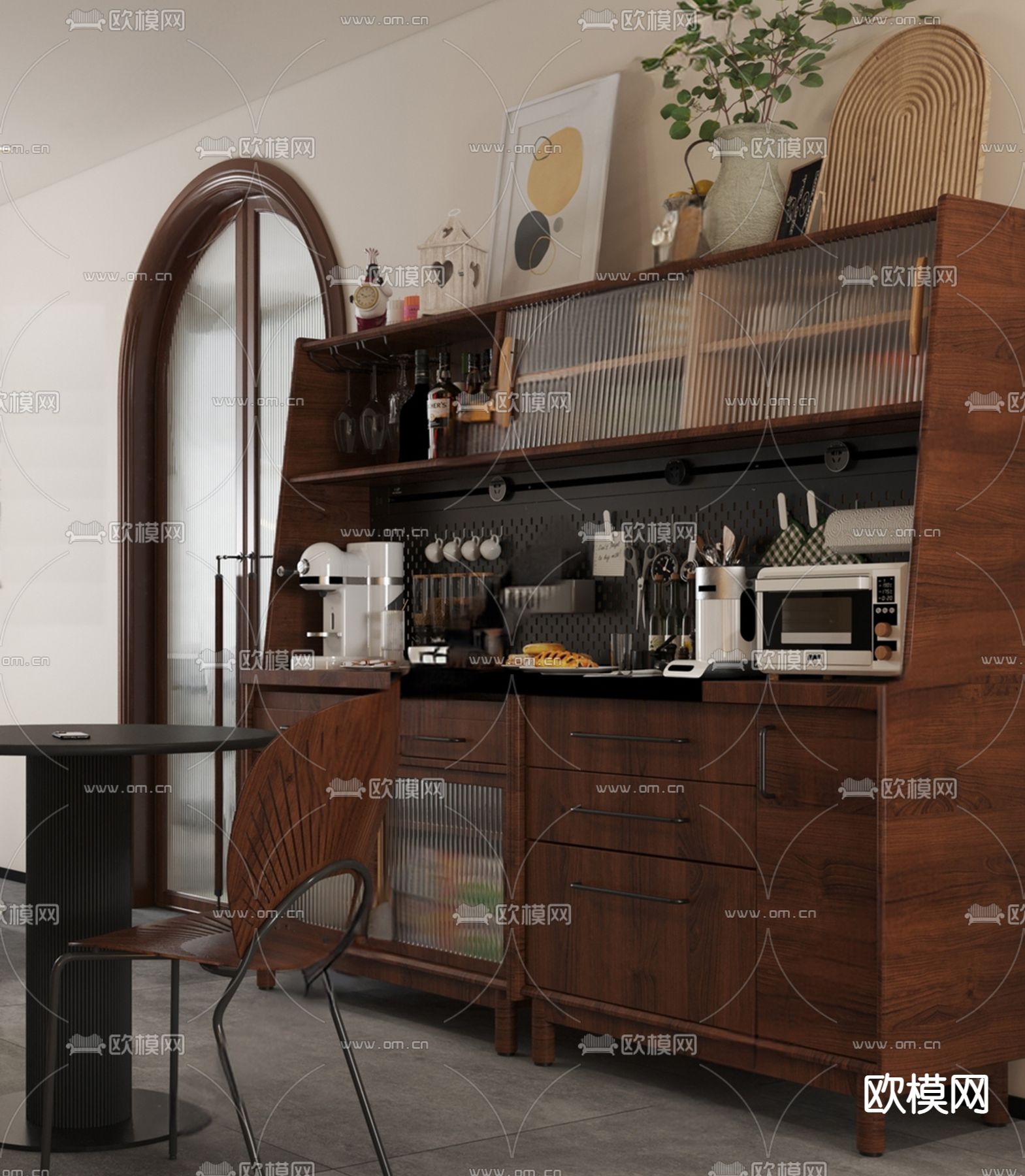 法式餐边柜su模型下载（渲染图1）