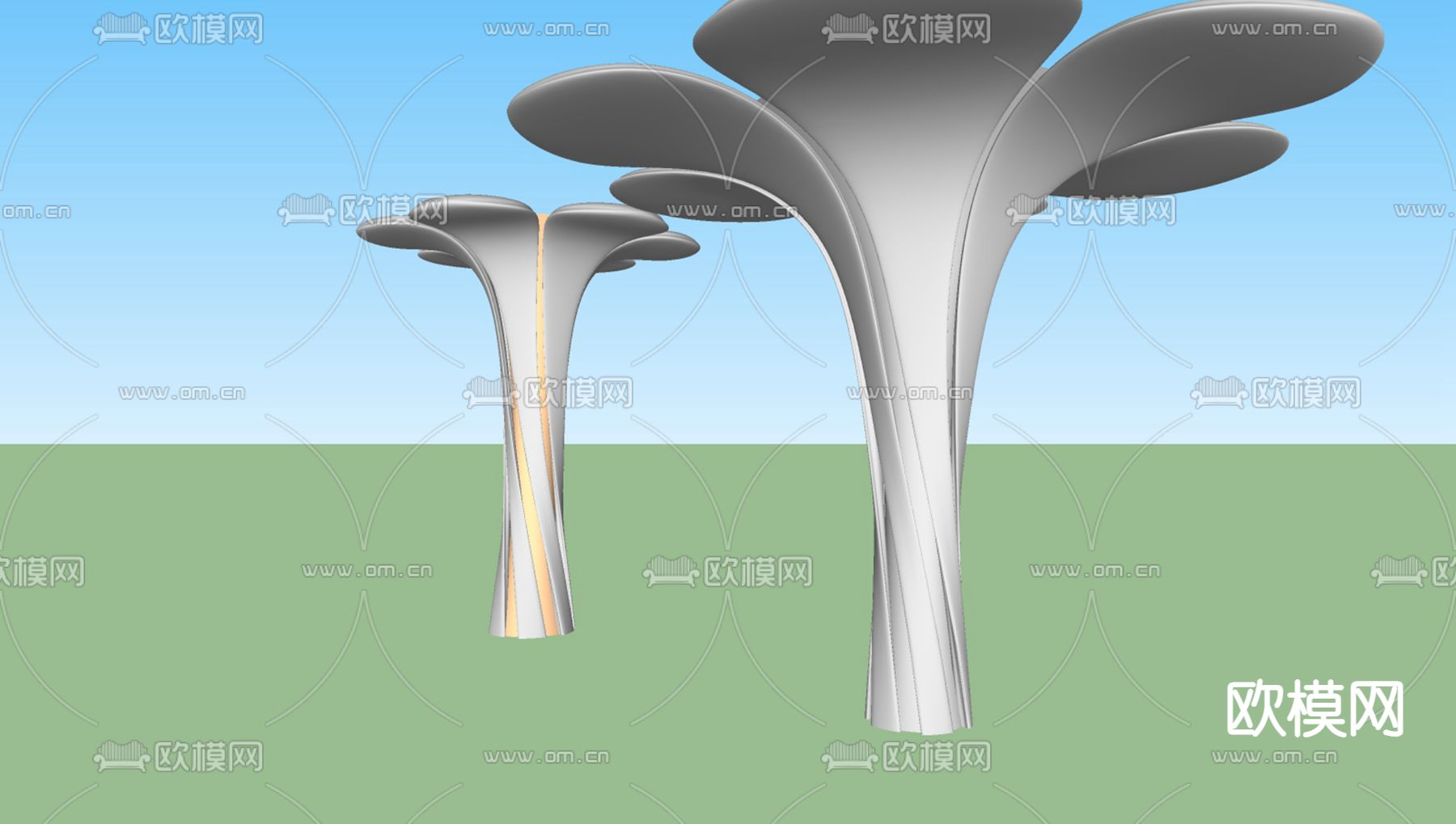 现代柱子su模型下载（渲染图2）