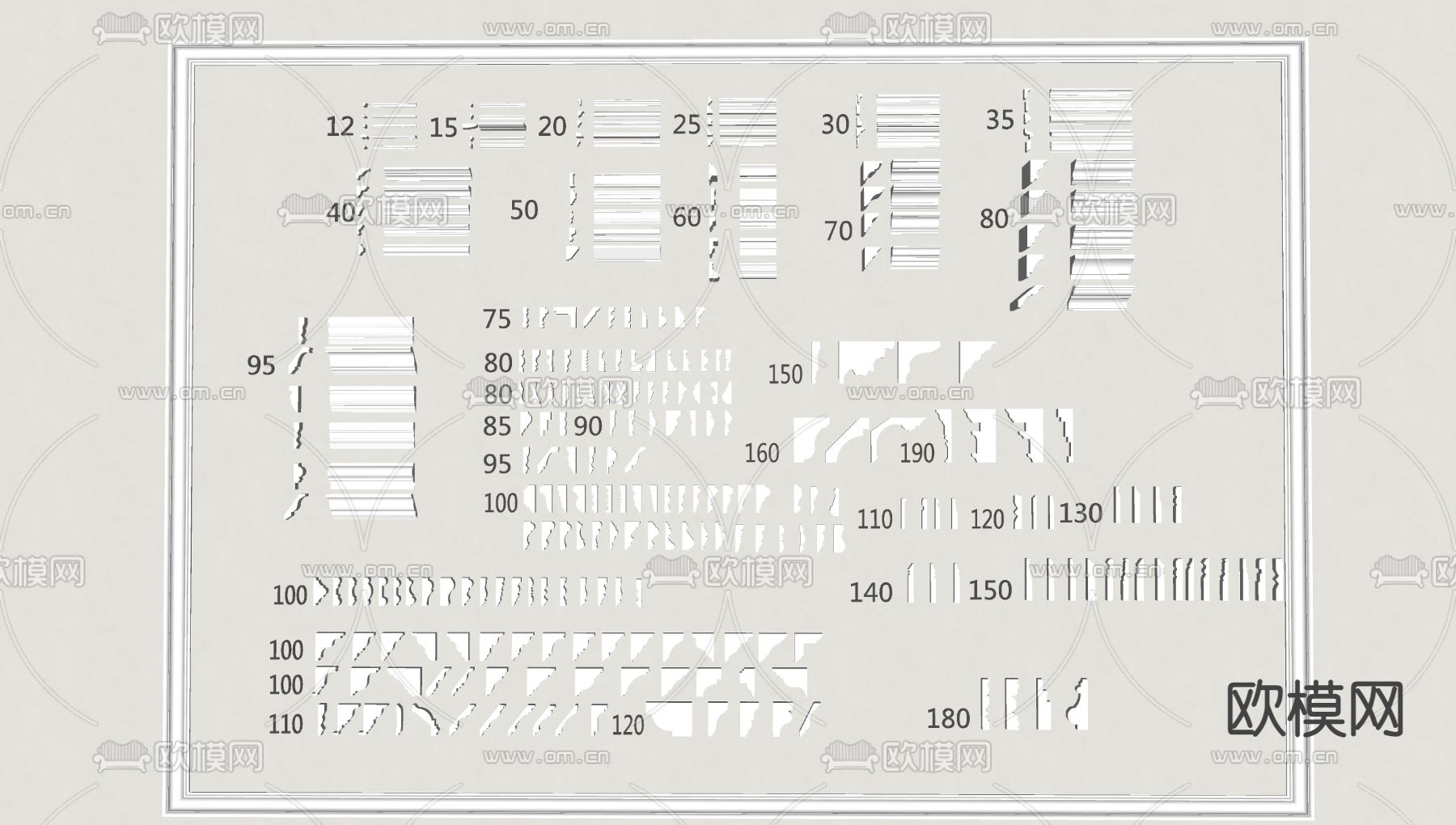 简欧石膏线 角线 顶角线su模型下载（渲染图2）