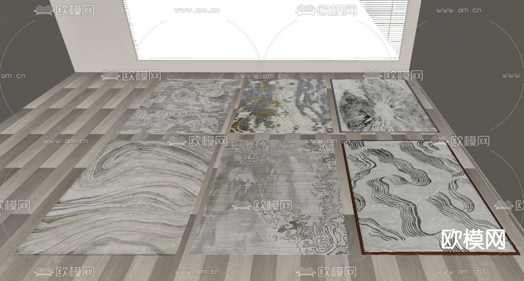 新中式地毯su模型下载（渲染图2）