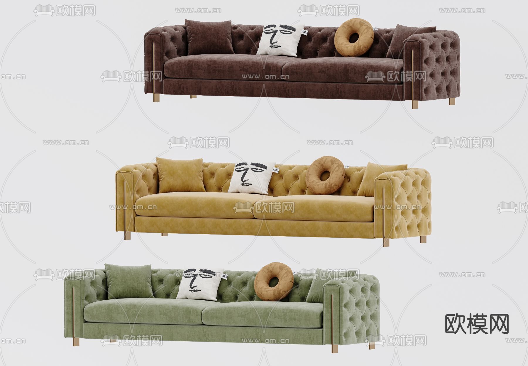 简欧沙发 双人沙发3d模型下载