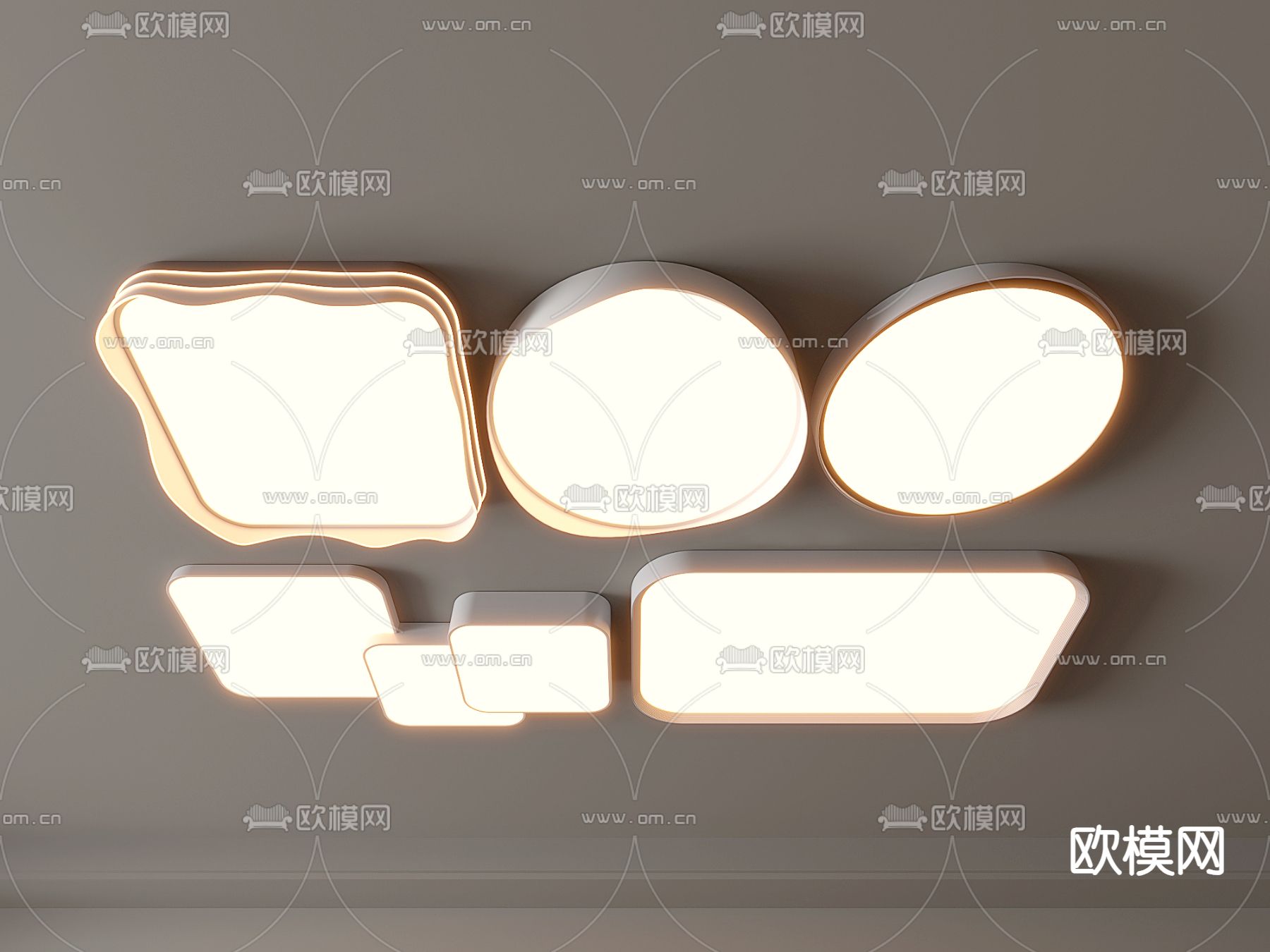 现代吸顶灯su模型下载（渲染图1）