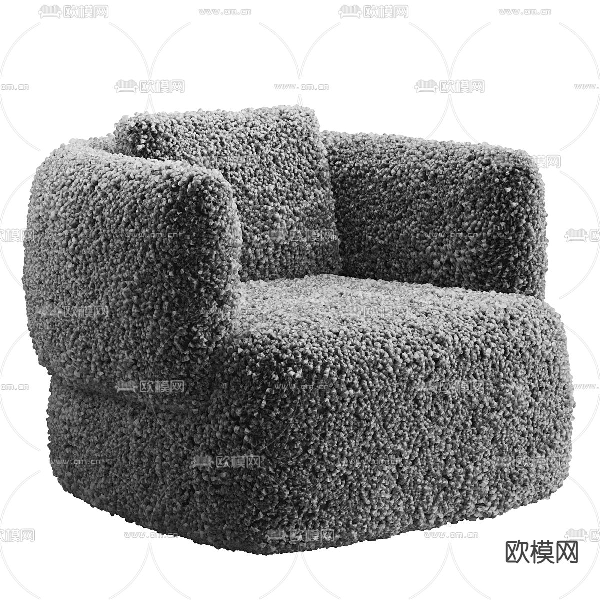 Pertica毛绒沙发 单人沙发3d模型下载（渲染图2）