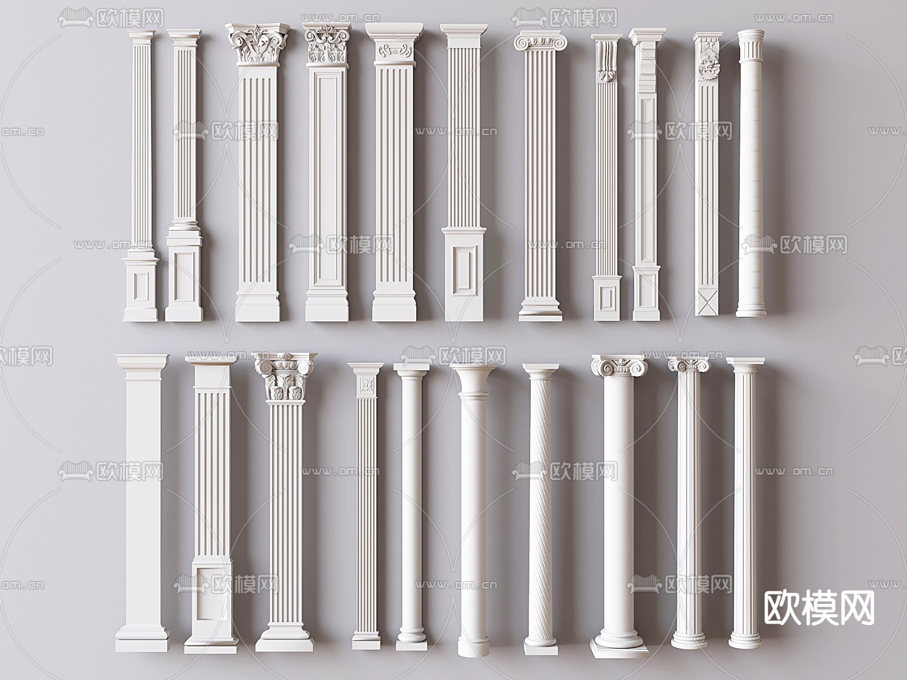 欧式罗马柱 石膏柱su模型下载（渲染图1）