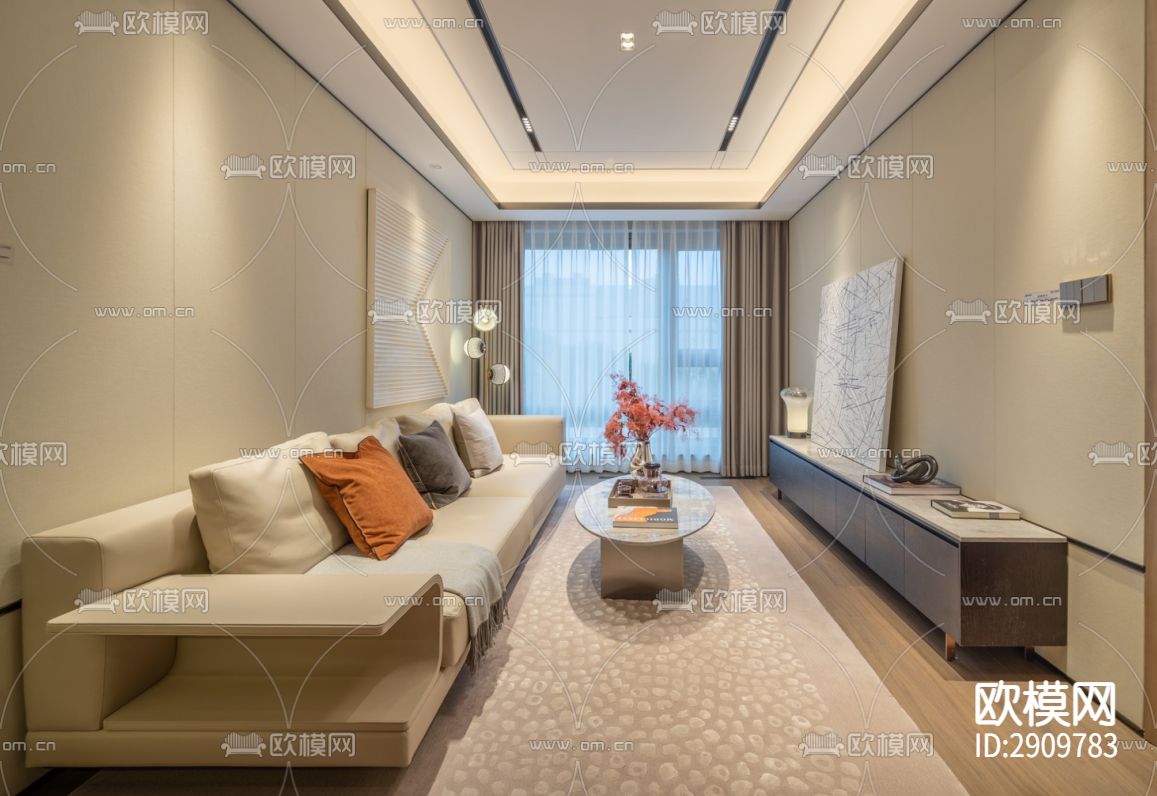 丹健国际-常州一江风华400大平层样板房cad施工图下载（渲染图7）