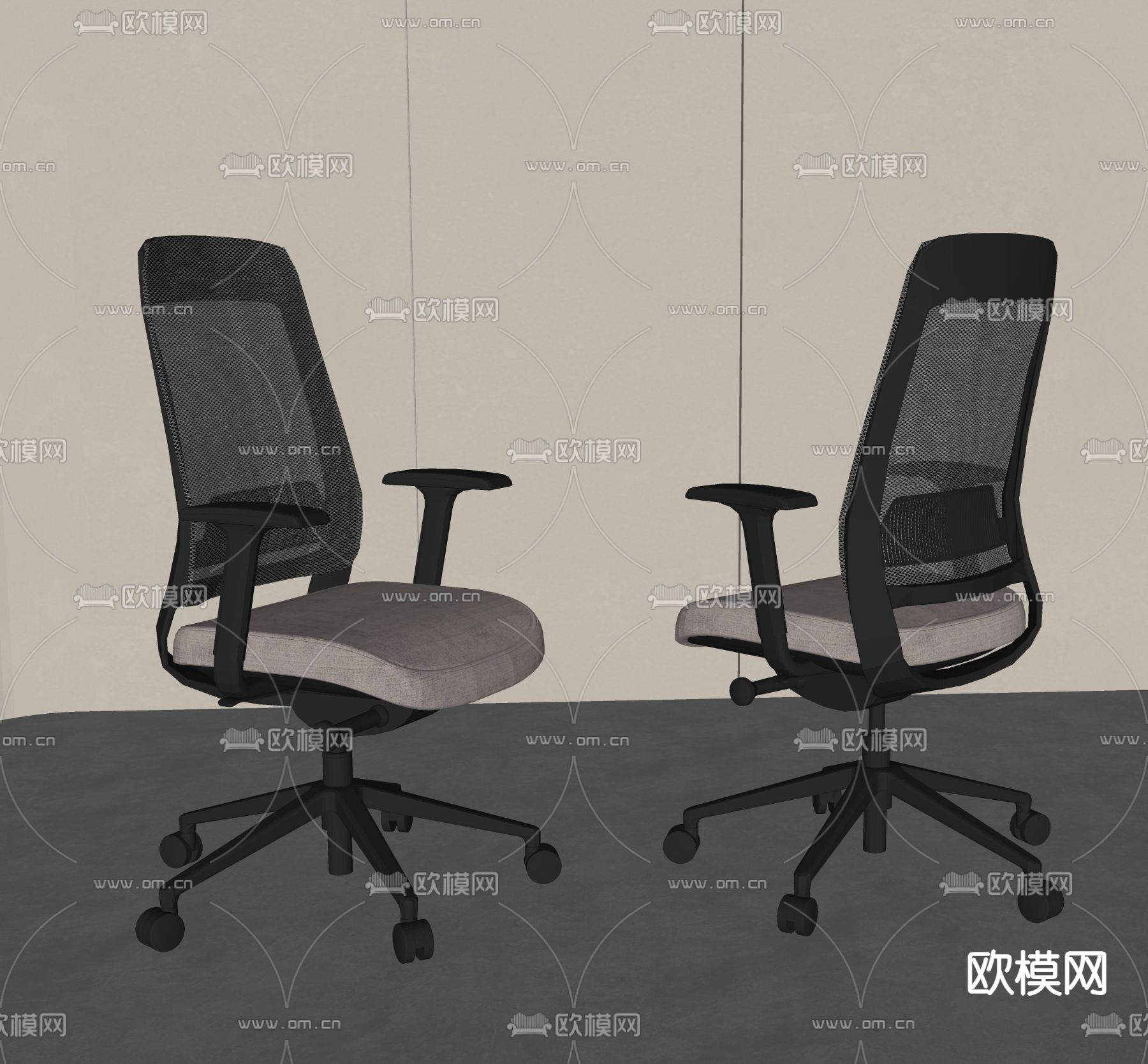现代办公椅su模型下载（渲染图2）