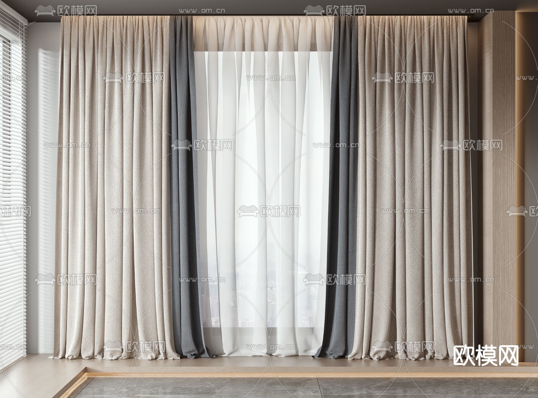窗帘 纱帘 遮光帘3d模型下载