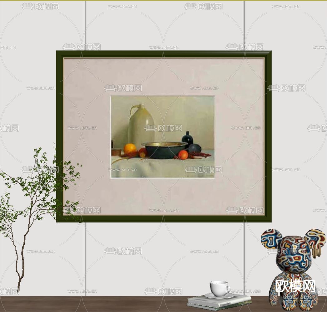 简欧装饰画 挂画su模型下载（渲染图2）