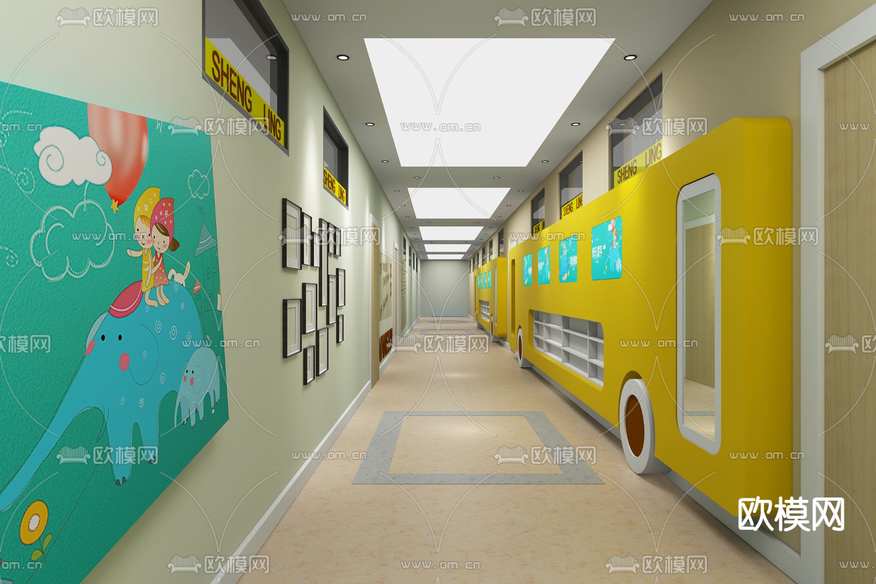 幼儿园走廊3d模型下载