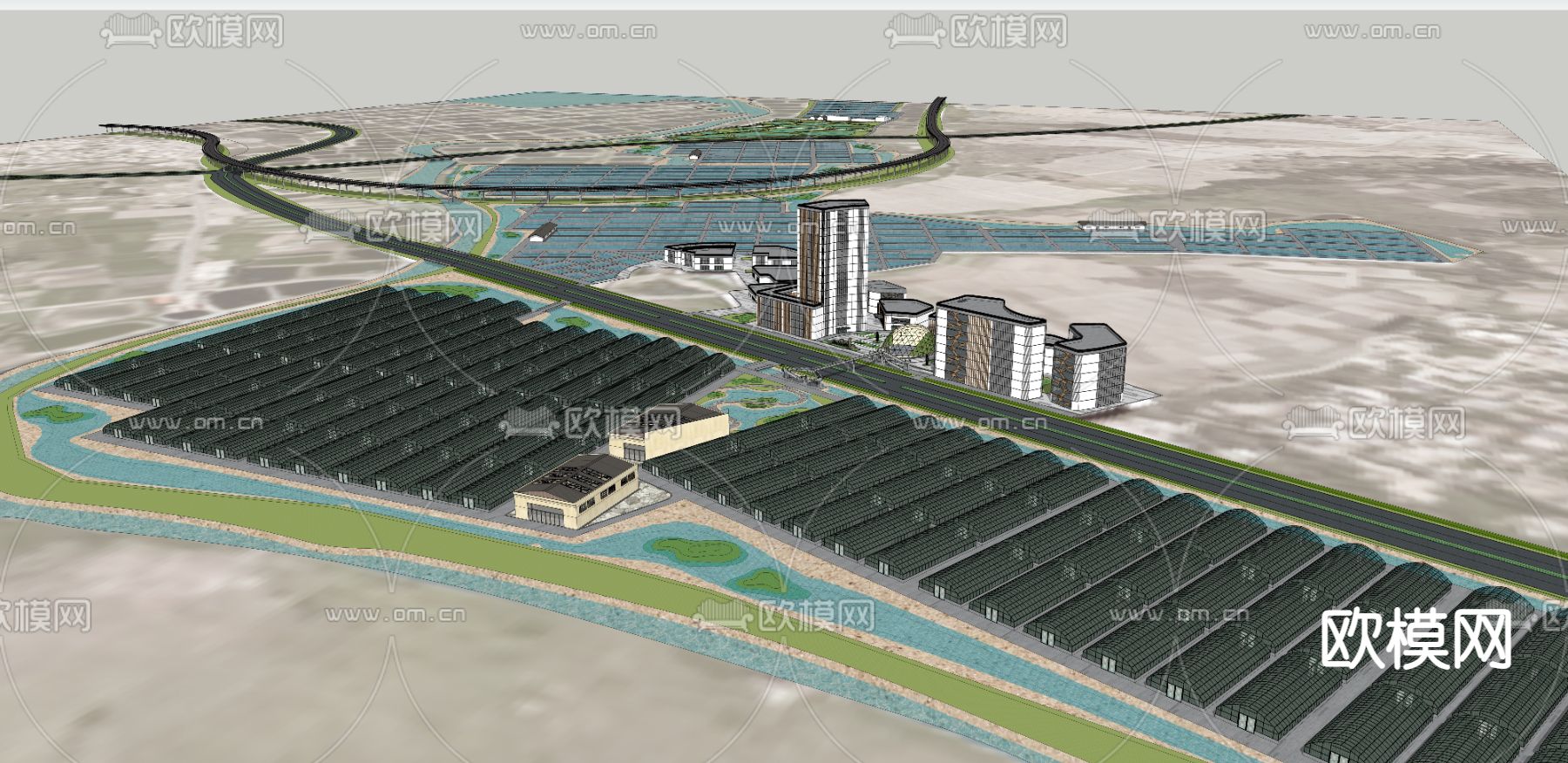 生态产业园鸟瞰su模型下载（渲染图5）