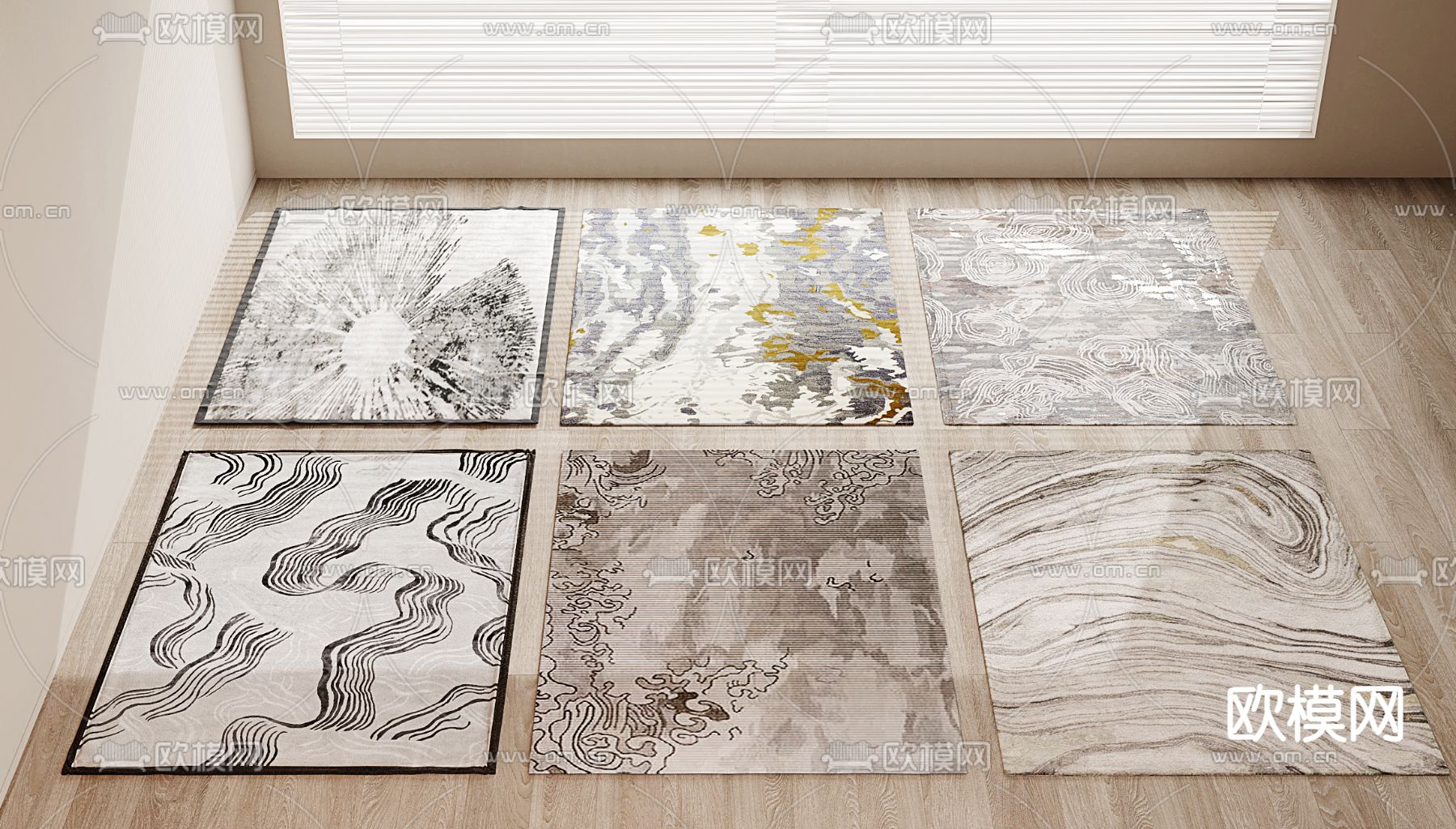 新中式地毯su模型下载（渲染图1）