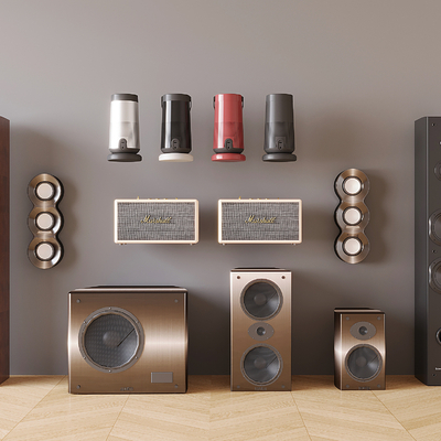  现代音响 低音炮 挂式音响su模型 