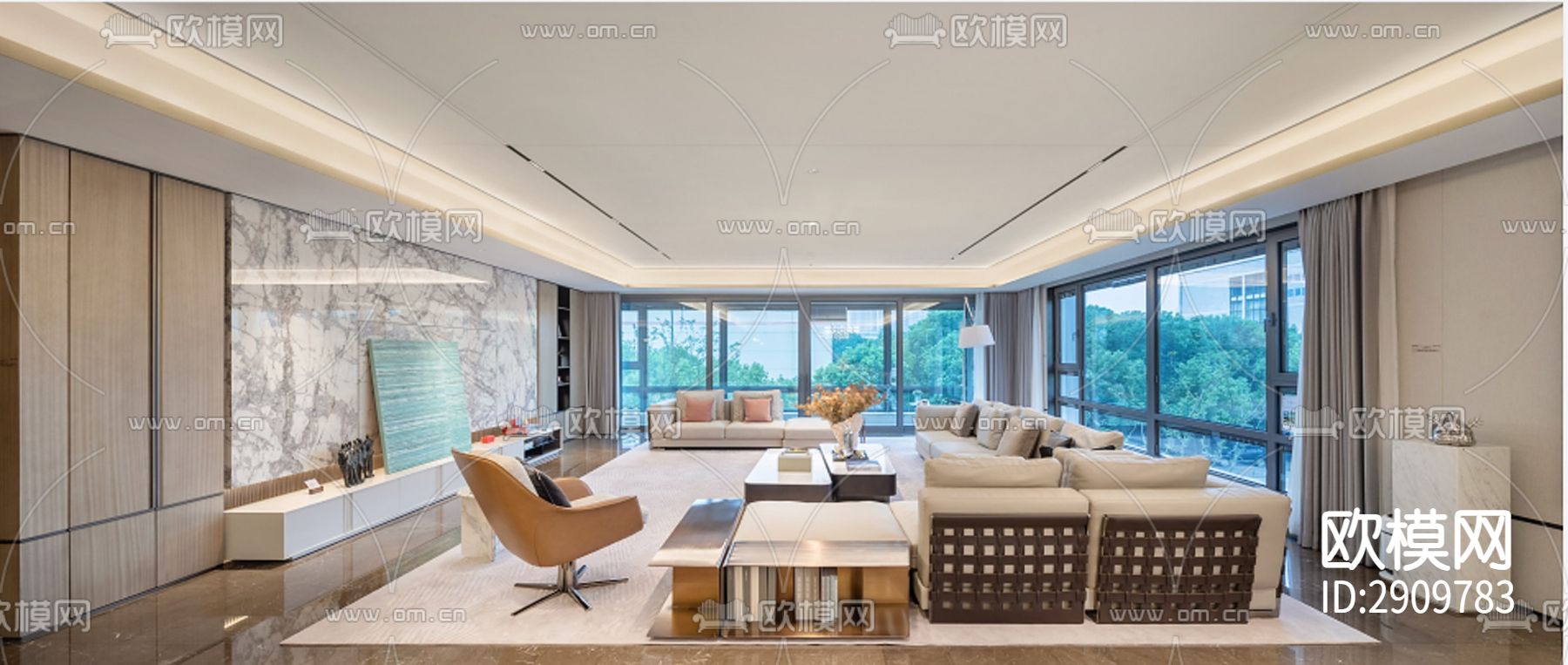 丹健国际-常州一江风华400大平层样板房cad施工图下载（渲染图4）