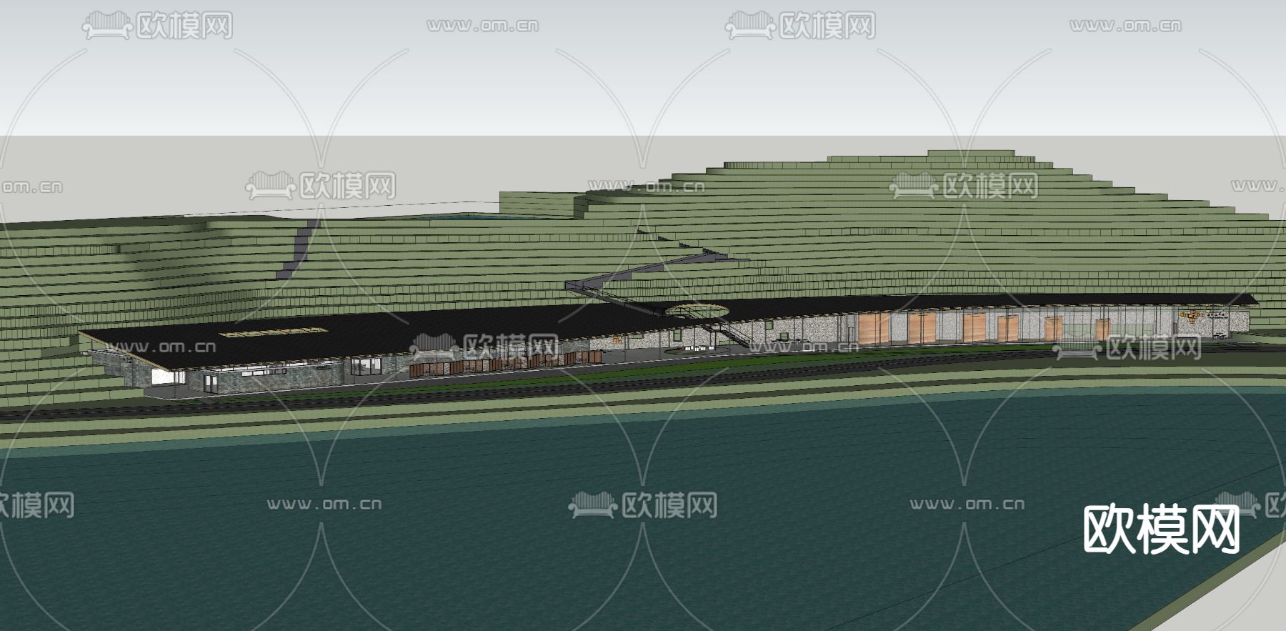 滨湖游客中心su模型下载（渲染图4）